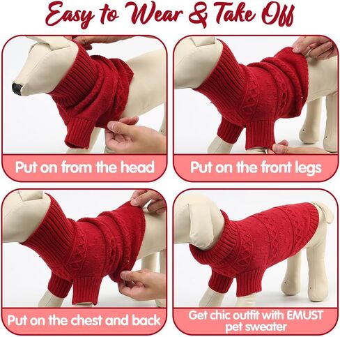 EMUST Sweater for Dogs, Stretchable Dog Christmas Sweater with Turtleneck, Soft Dog Clothes for French Bulldog, Dachshunds, Pitbull, Pink M in Saudi Arabia