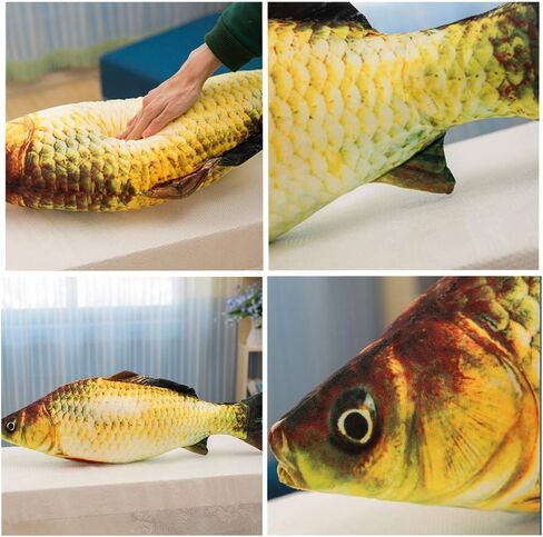 سمكة صناعية - 14 انش - سمكة مزيفة واقعية - افضل مظهر مثالي للسمكة الحقيقية، لعبة للقطط صديقة للبيئة محاكاة للكارب، وسادة دمية على شكل سمكة (قطعتان) in Kuwait