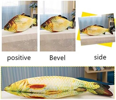 سمكة صناعية - 14 انش - سمكة مزيفة واقعية - افضل مظهر مثالي للسمكة الحقيقية، لعبة للقطط صديقة للبيئة محاكاة للكارب، وسادة دمية على شكل سمكة (قطعتان) in Kuwait
