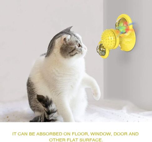 Windmill Cat Toy with Catnip, Interactive Cat Spinning Toys with Suction Cup Kitten Turntable Massage Toy for Indoor Cats (Blue) in Kuwait