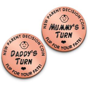 Huwane New Parent Decision Coin Flip لمصيرك، دور الأم أو دور الأب، عملة أمي الأب الوجه هدية طفل جديد للزوجة، الزوج، عيد الأم، عيد الأب، عيد الميلاد، عيد الميلاد in Kuwait