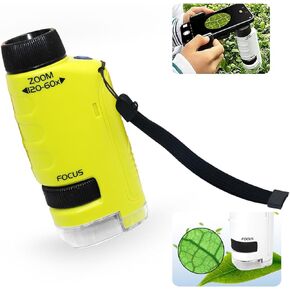 Liayozl Miniscope for Kids, Portable Pocket Microscope with LED Lights, Handheld Pocket Microscope for Kids Student Adults Scientific Experiment (Yellow) in Kuwait