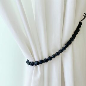 Set of 2 Skull Curtain Tie Backs, Natural Stone Drape Tiebacks, Window Treatment, Halloween Decorative, Modern Home Decor Accessories (Black)