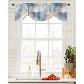Black Marble Tie Up Valance for Windows,Modern Abstract Rod Pocket Curtain Valances,Black White Stone Texture Adjustable Window Shade Valance for Kitchen Living Room,Bathroom 42x12in in Kuwait