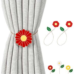 INSFITY ستائر مغناطيسية معدنية بوزن 13 رطل (كحد أقصى) 2 عبوة باللون الأحمر، بطول 4-18 بوصة قابلة للتعديل من المينا على شكل زهرة الأقحوان in Kuwait