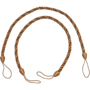 Beautifully Handcrafted Curtain and Drapery Decorative Rope Tieback, 19" Spread (48cm) (Style# RTBSPR19) Bistro Beige Multicolor #PR02 (Golden Beige, Wine Red, Yellow Gold) 1 Pair (2 Pieces) in Kuwait