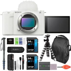 Sony ZV-E1 Mirrorless Camera (White) Advanced Accessory Bundle with 2 x 64GB SD Card, Gadget Bag, Flexible Tripod, & More in Saudi Arabia