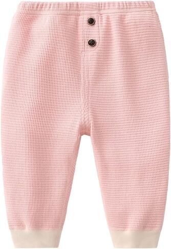 Infant Baby Boy Girl Clothes Henly Tops Pants Set Toddler Cotton Long Sleeve Waffle Knit Outfit in Saudi Arabia