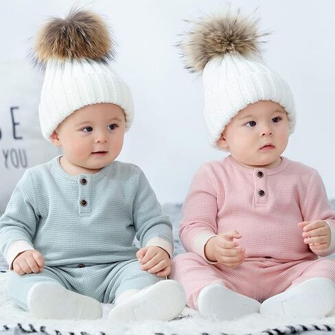 Infant Baby Boy Girl Clothes Henly Tops Pants Set Toddler Cotton Long Sleeve Waffle Knit Outfit in Saudi Arabia