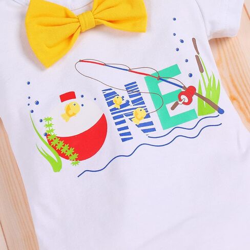 FYMNSI Fishing 1st Birthday Outfit for Baby Boys Bowtie Romper + Shorts + Suspenders + Hat Cake Smash Photo Shoot Clothes Set in Kuwait
