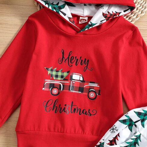 Ritatte Toddler Baby Boy Christmas Outfits Truck Long Sleeve Hoodie Sweatshirt Xmas Tree Pant 2Pcs Fall Winter Clothes Set in Kuwait