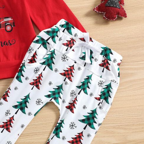 Ritatte Toddler Baby Boy Christmas Outfits Truck Long Sleeve Hoodie Sweatshirt Xmas Tree Pant 2Pcs Fall Winter Clothes Set in Kuwait