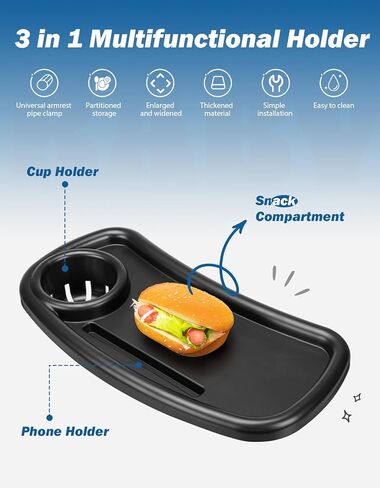 صينية وجبات خفيفة لعربة الاطفال من واي ام يو مع حامل اكواب، حامل اكواب لعربة الاطفال 3 في 1 مع حامل جوال لزجاجة الاطفال والوجبات الخفيفة واكسسوارات عربة الاطفال in Kuwait