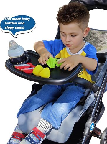 صينية وجبات خفيفة لعربة الاطفال من واي ام يو مع حامل اكواب، حامل اكواب لعربة الاطفال 3 في 1 مع حامل جوال لزجاجة الاطفال والوجبات الخفيفة واكسسوارات عربة الاطفال in Kuwait
