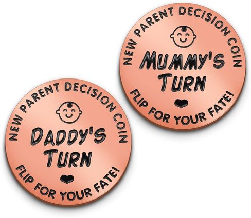 Huwane New Parent Decision Coin Flip لمصيرك، دور الأم أو دور الأب، عملة أمي الأب الوجه هدية طفل جديد للزوجة، الزوج، عيد الأم، عيد الأب، عيد الميلاد، عيد الميلاد in Kuwait