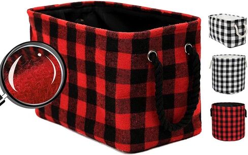 Large Rectangular Decorative Storage Bins Foldable Laundry Hamper Baskets Buffalo Grid Pattern with Rope Handles for Blankets, Toys, Nursery, White Black Grid, L in Saudi Arabia
