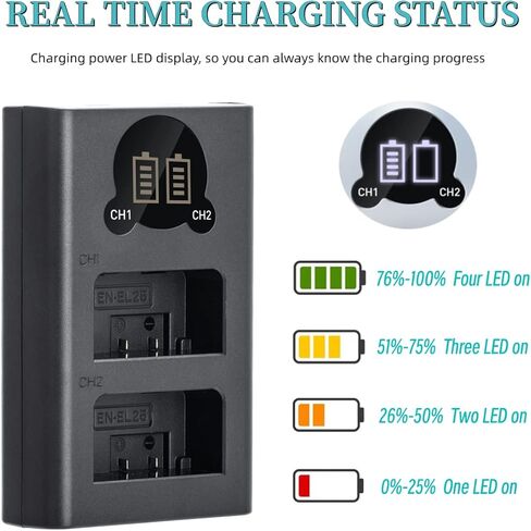 شاحن بطارية Tengdaxing EN-EL25، شاحن بطارية مزدوج متوافق مع كاميرات Nikon Z30، Z50، Z FC in Kuwait