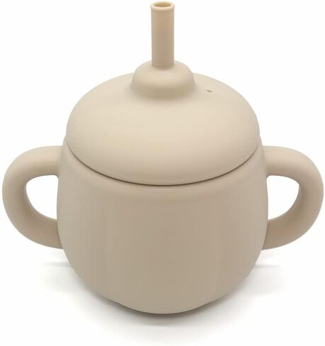 كوب سانتي آند مي 2-1 من السيليكون للأطفال، كوب مضاد للانسكاب للأطفال من سن 6 إلى 12 إلى 18 شهرًا، أكواب مياه مفتوحة للتدريب مع مقبض سهل الإمساك، أكواب فطام LED للأطفال - خالية من مادة BPA - 8.8 أونصة (أزرق مترب) in Kuwait