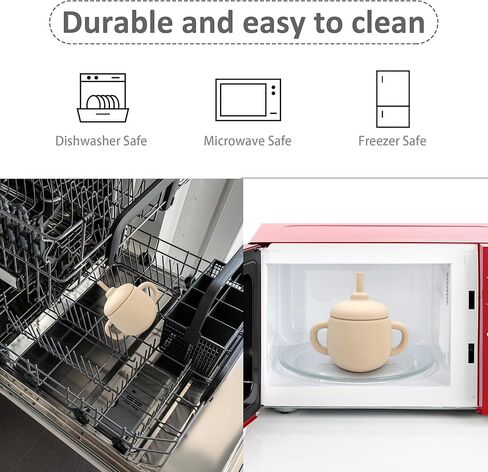 كوب سانتي آند مي 2-1 من السيليكون للأطفال، كوب مضاد للانسكاب للأطفال من سن 6 إلى 12 إلى 18 شهرًا، أكواب مياه مفتوحة للتدريب مع مقبض سهل الإمساك، أكواب فطام LED للأطفال - خالية من مادة BPA - 8.8 أونصة (أزرق مترب) in Kuwait