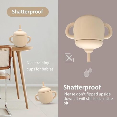 كوب سانتي آند مي 2-1 من السيليكون للأطفال، كوب مضاد للانسكاب للأطفال من سن 6 إلى 12 إلى 18 شهرًا، أكواب مياه مفتوحة للتدريب مع مقبض سهل الإمساك، أكواب فطام LED للأطفال - خالية من مادة BPA - 8.8 أونصة (أزرق مترب) in Kuwait