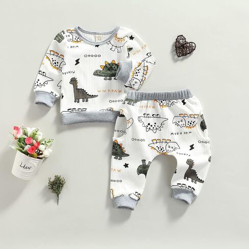 Newborn Baby Boys Clothes Infant Long Sleeve Sweatshirt Tops Pants Set Fall Winter Outfits in Saudi Arabia