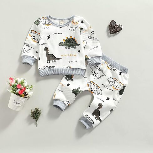 Newborn Baby Boys Clothes Infant Long Sleeve Sweatshirt Tops Pants Set Fall Winter Outfits in Saudi Arabia