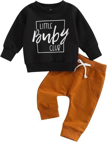 Newborn Baby Boys Clothes Infant Long Sleeve Sweatshirt Tops Pants Set Fall Winter Outfits in Saudi Arabia