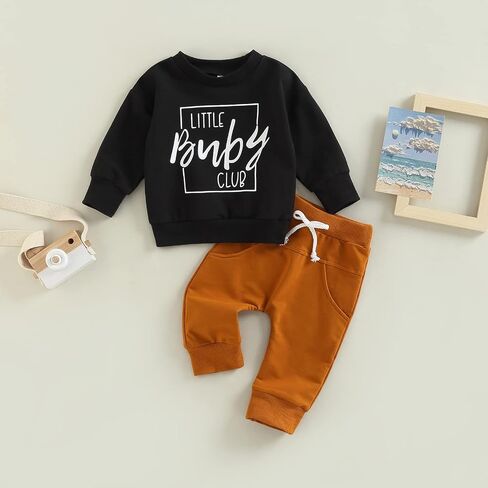 Newborn Baby Boys Clothes Infant Long Sleeve Sweatshirt Tops Pants Set Fall Winter Outfits in Saudi Arabia