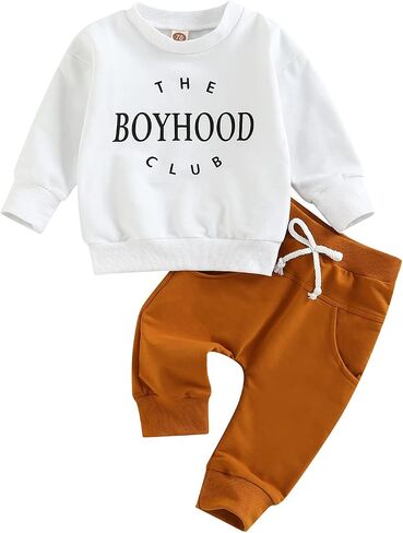 Newborn Baby Boys Clothes Infant Long Sleeve Sweatshirt Tops Pants Set Fall Winter Outfits in Saudi Arabia