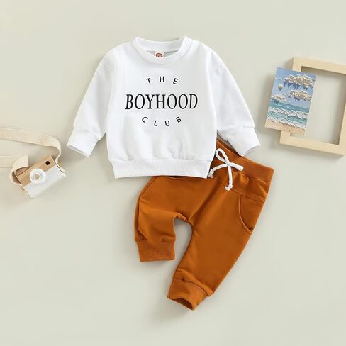 Newborn Baby Boys Clothes Infant Long Sleeve Sweatshirt Tops Pants Set Fall Winter Outfits in Saudi Arabia