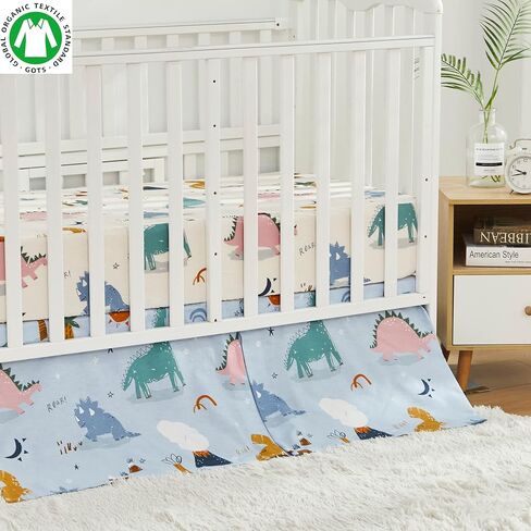 Brandream Space Crib Bedding Sets for Boys Baby Nursery Bedding Cosmic Rocket Milky Way Spaceship Galaxy Outerspace Adventures Theme, 3PC, 100% Cotton, Blue White in Saudi Arabia
