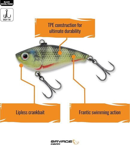 Savage Gear TPE Soft Vibe Fishing Bait, 3/4 oz, Yellow Perch, Durable TPE Composition, Long Casting & Fast Sinking, Frantic Swimming Action in Saudi Arabia