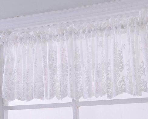 Annlaite الدانتيل الأزهار الستار 51x16in التطريز شبه شير نافذة قصيرة الستار للمطبخ الأزهار خمر غنيمة الستارة لغرفة الطعام غرفة نوم الحمام مقهى النوافذ الصغيرة in Saudi Arabia