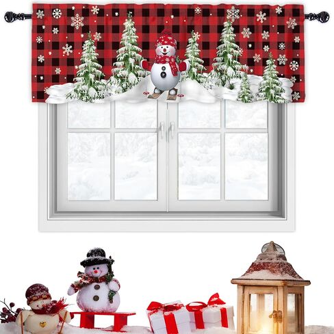 Happy Fall Valances Windows Curtain, Fall Gnome Harvest Pumpkin Fall Kitchen Valances Rod Pocket, Autumn Maple Leaf Window Curtain Treatment, Short Topper Curtains, Thanksgiving Fall Decor, 18"X54"W in Saudi Arabia