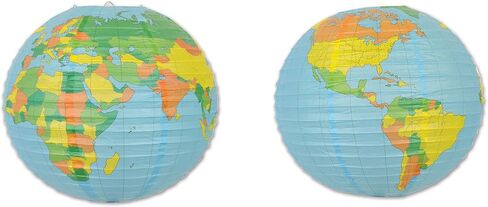 Beistle , 2 Piece Globe Paper Lanterns, 15.5", Multicolored in Saudi Arabia