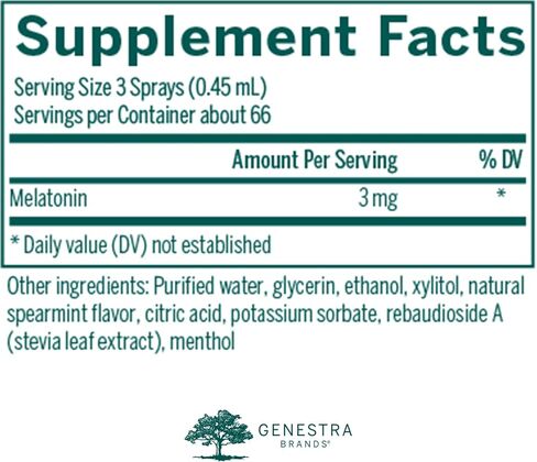 Genestra Brands Melatonin Spray | Sleep Support in Easy Dosing Spray | 1 fl. oz. | Spearmint Flavor in Saudi Arabia