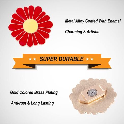 INSFITY ستائر مغناطيسية معدنية بوزن 13 رطل (كحد أقصى) 2 عبوة باللون الأحمر، بطول 4-18 بوصة قابلة للتعديل من المينا على شكل زهرة الأقحوان in Kuwait