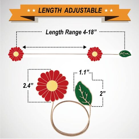 INSFITY ستائر مغناطيسية معدنية بوزن 13 رطل (كحد أقصى) 2 عبوة باللون الأحمر، بطول 4-18 بوصة قابلة للتعديل من المينا على شكل زهرة الأقحوان in Kuwait