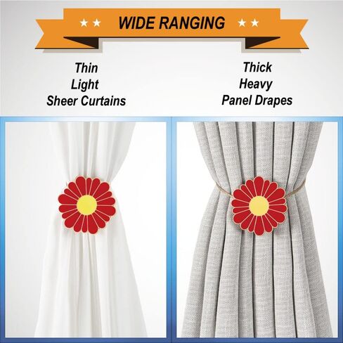 INSFITY ستائر مغناطيسية معدنية بوزن 13 رطل (كحد أقصى) 2 عبوة باللون الأحمر، بطول 4-18 بوصة قابلة للتعديل من المينا على شكل زهرة الأقحوان in Kuwait