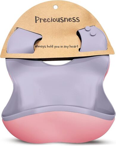 Preciousness Silicone Baby Feeding Bibs Soft Adjustable Waterproof Durable BPA Free Bibs for Babies Toddlers Baby Bibs 2 Pack in Saudi Arabia