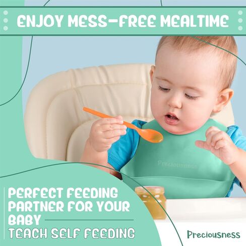 Preciousness Silicone Baby Feeding Bibs Soft Adjustable Waterproof Durable BPA Free Bibs for Babies Toddlers Baby Bibs 2 Pack in Saudi Arabia
