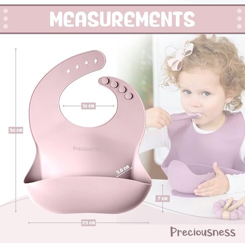 Preciousness Silicone Baby Feeding Bibs Soft Adjustable Waterproof Durable BPA Free Bibs for Babies Toddlers Baby Bibs 2 Pack in Saudi Arabia