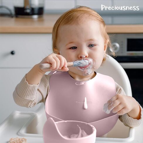 Preciousness Silicone Baby Feeding Bibs Soft Adjustable Waterproof Durable BPA Free Bibs for Babies Toddlers Baby Bibs 2 Pack in Saudi Arabia