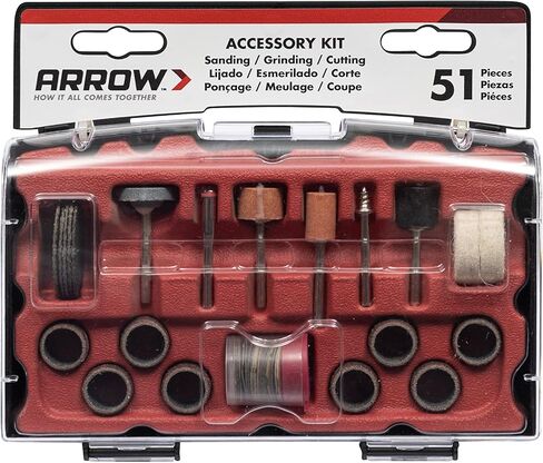 مجموعة ملحقات الأدوات الدوارة Arrow ROT51-A المكونة من 51 قطعة، تتضمن عجلات مقطوعة وأقراص سنفرة وأوراق وأشرطة وعجلات صوف تلميع وأحجار طحن in Saudi Arabia