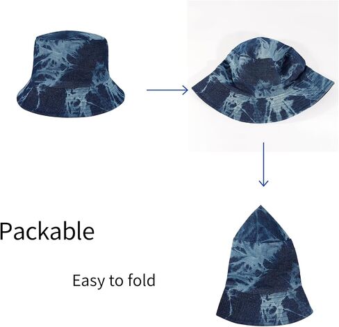 MILAKOO Unisex Demin Bucket Hat Washed Jean Fisherman Cap for Women Wide Brim Lightweight Packable in Saudi Arabia