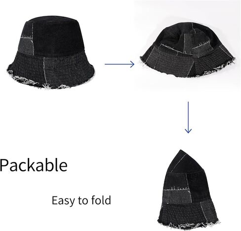 MILAKOO Unisex Demin Bucket Hat Washed Jean Fisherman Cap for Women Wide Brim Lightweight Packable in Saudi Arabia