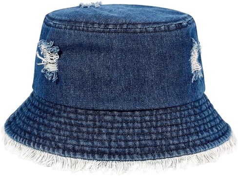 MILAKOO Unisex Demin Bucket Hat Washed Jean Fisherman Cap for Women Wide Brim Lightweight Packable in Saudi Arabia