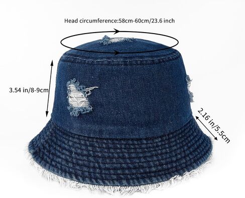 MILAKOO Unisex Demin Bucket Hat Washed Jean Fisherman Cap for Women Wide Brim Lightweight Packable in Saudi Arabia