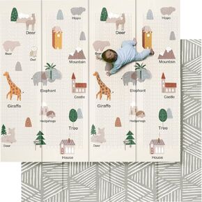 Baby Mat for Floor, 71" x 79" Large Foldable Foam Play Mat for Babies and Toddlers, Crawling Playmat, Reversible Waterproof Kids Play Mat, Play & Tummy Time, Indoor & Outdoor Use in Kuwait