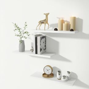 ECHTTHCE White Floating Shelf,Living Room/Bedroom/Office/Concealed Support Floating Shelves. A Set of Three Modern and Fashionable Wall Shelves White in Saudi Arabia